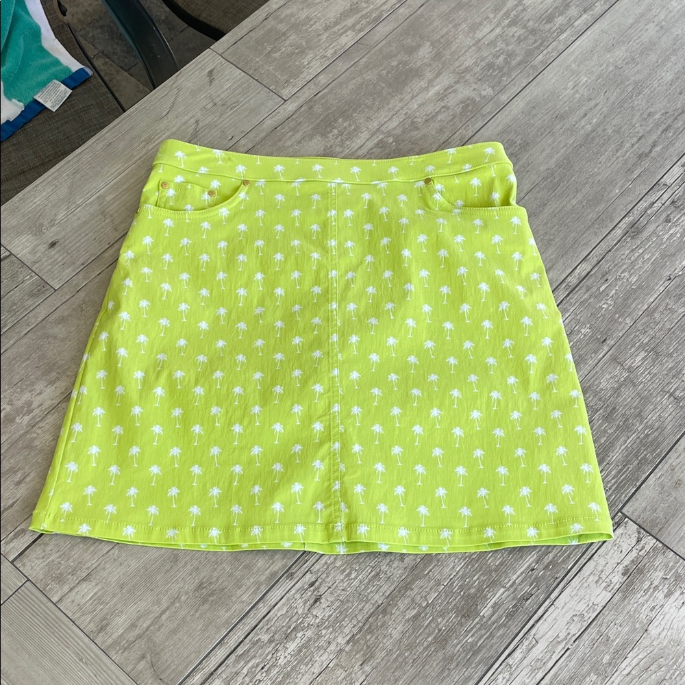 hearts of palm Neon Lime Palm-Print A-Line Skirt